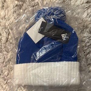 NWT Adidas Royal Blue and White Beanie with Pom-Pom